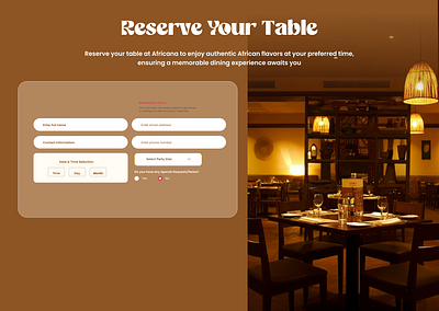 African Restaurant Reservation Page.