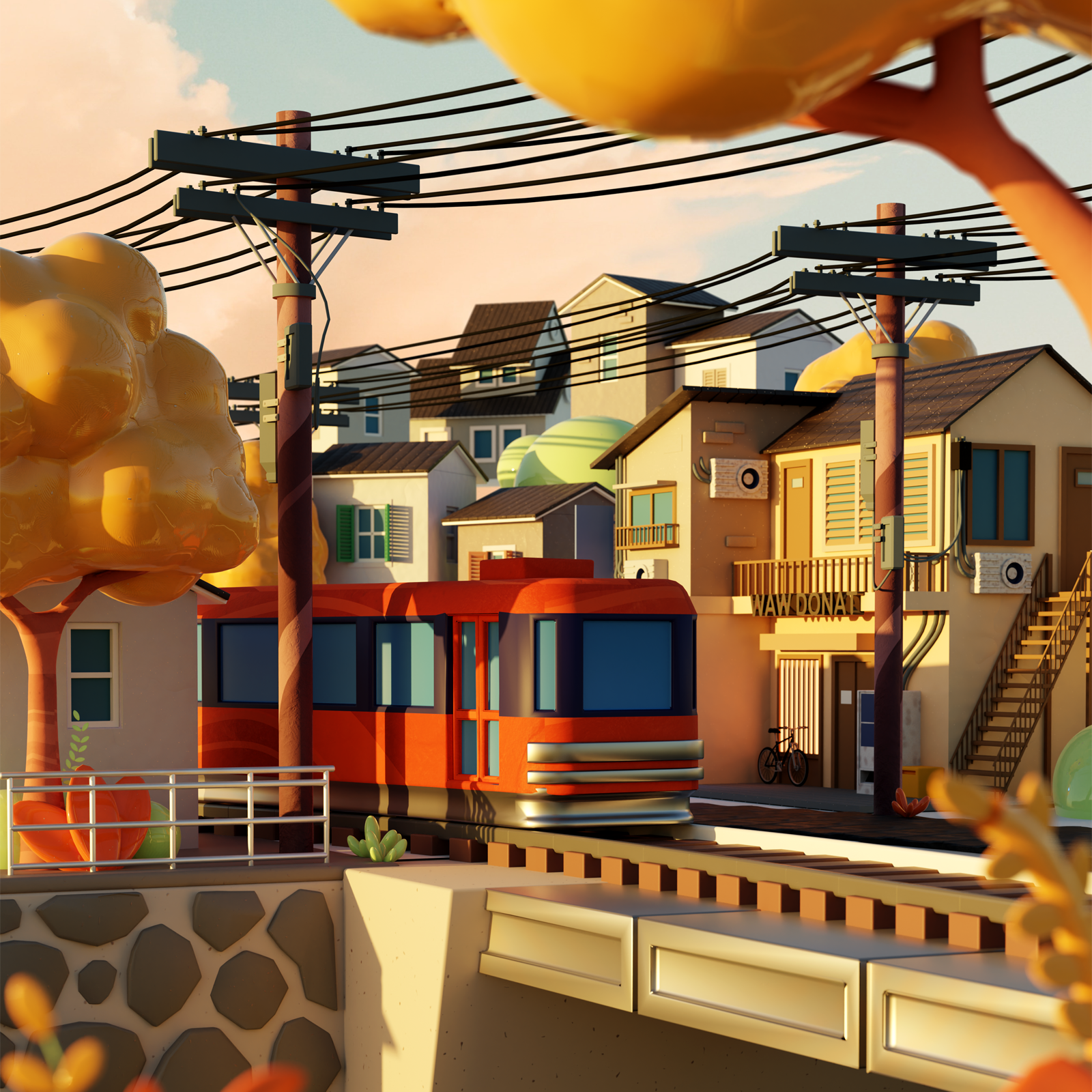 Train 3d 3dmodeling animation blender 3d illustration isometric low low poly