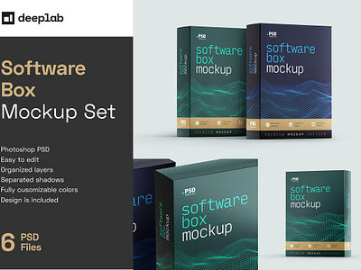 Software Box Mockup Set advertisement artwork brand business cardboard cd computer container corporate dvd label packaging product sale soft software box mockup set web