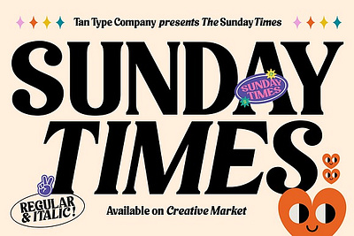 TAN - SUNDAY TIMES bold font fat font funky font groovy font groovy funky retro aesthetic retro font retro typeface tan sunday times