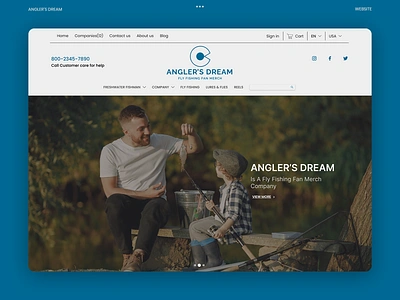 User Interface For Angler's Dream Brand beautiful design brand identify branding creative design design system desktop web figma fishing fishman dream graphic design interactive logo product design ui user experience user interface web ui webpage website