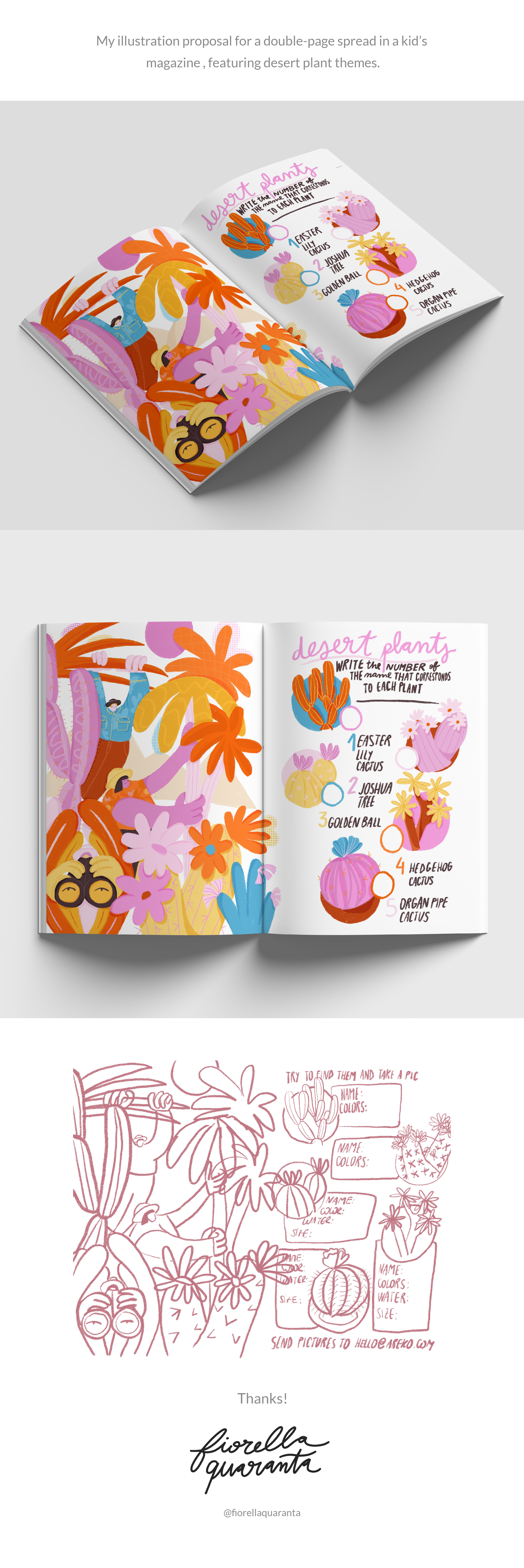 Kids Magazine Illustration child double page editorial illustration kids magazin plants