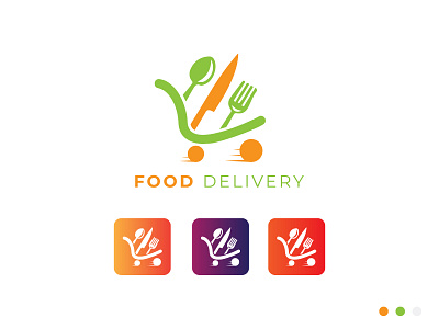 Food Delivery Logo design and app icon concept app icon branding cart concept delivery diet flat food food logo fork healthy logo design logo type menu nutrition order restaurant service speed spoon