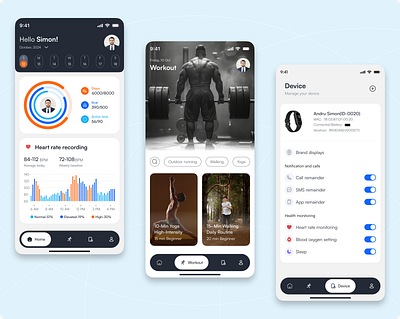 FitTrack - Health & Fitness App android app design app ui fitness app health app design healthcare ios app meditation app mental health mindset mobile app mood tracker product design relax telemedicine therapy app ui ux wellness app workout yoga app