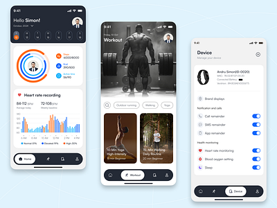 FitTrack - Health & Fitness App android app design app ui fitness app health app design healthcare ios app meditation app mental health mindset mobile app mood tracker product design relax telemedicine therapy app ui ux wellness app workout yoga app