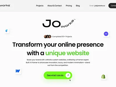JoWorks Studio Scroll Intro: Engaging UX and Design in Motion animation framer intro scroll web design studio web design website