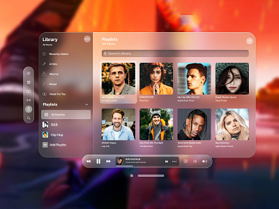 Music Player - Apple Vision Pro Spatial UI ai app apple vision pro ar augmented reality future mr music player spatial ui ui user experience ux ux design video player virtual reality vision pro visual design vr