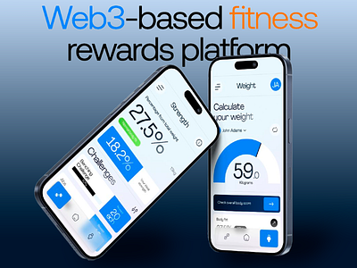 Health and Fitness Tracking App UI app block chain crypto app crypto rewards digital health fitness app fitness goals fitness motivation fitness tracker health app health tracking mobile app design move to earn rewardsplatform sport ui uiux design web 3d design web3fitness work out app