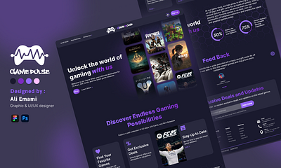 Visual identity and UI/UX design for the Game Pulse ui ux web