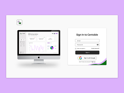 Sign in Page - Centsible budget tracker dashboard product sign in register sign in sign in page transaction