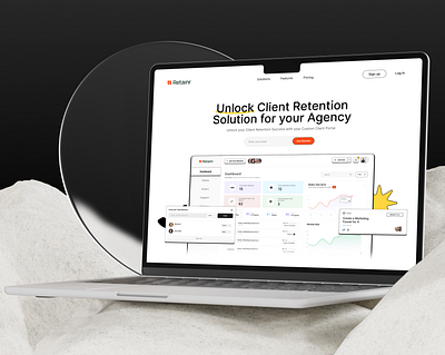 Retainr - SaaS Landing Page agency design graphic design illustration interface landing page minimal mockup saas saas landing page ui ux web design webflow website