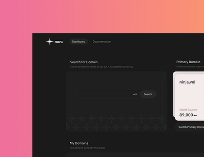 #00-18. Nova Domains Dashboard blockchain crypto decentralized domain ui web3