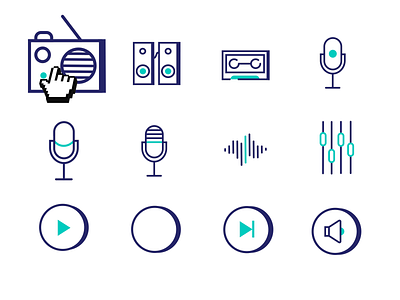 Music Icon pack animated - Lottie / json / gif animated gif icon json lottie mic next pause play radio shuffle speaker ui