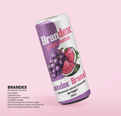 Vibrant Fruit-Infused Beverage Can Packaging Design Template - E custom illustration