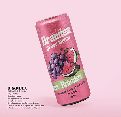 Vibrant Fruit-Infused Beverage Can Packaging Design Template - E custom illustration