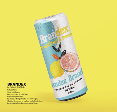 Vibrant Fruit-Infused Beverage Can Packaging Design Template - E custom illustration