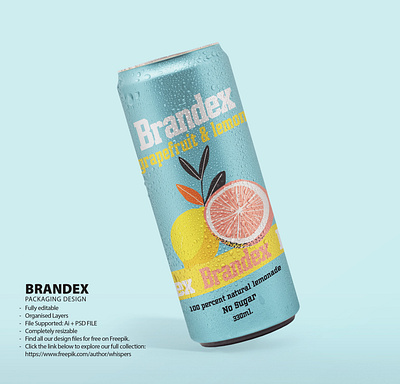 Vibrant Fruit-Infused Beverage Can Packaging Design Template - E custom illustration