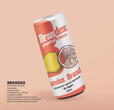 Vibrant Fruit-Infused Beverage Can Packaging Design Template - E custom illustration