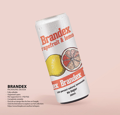 Vibrant Fruit-Infused Beverage Can Packaging Design Template - E custom illustration