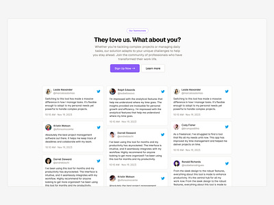 Testimonials Section 📢 design landing landing page minimal saas testimonials ui web design