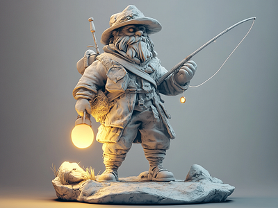 Old Lantern Fisherman 3d 3d modelling 84vf6h2 blender cgi character design digital art rustic storytelling