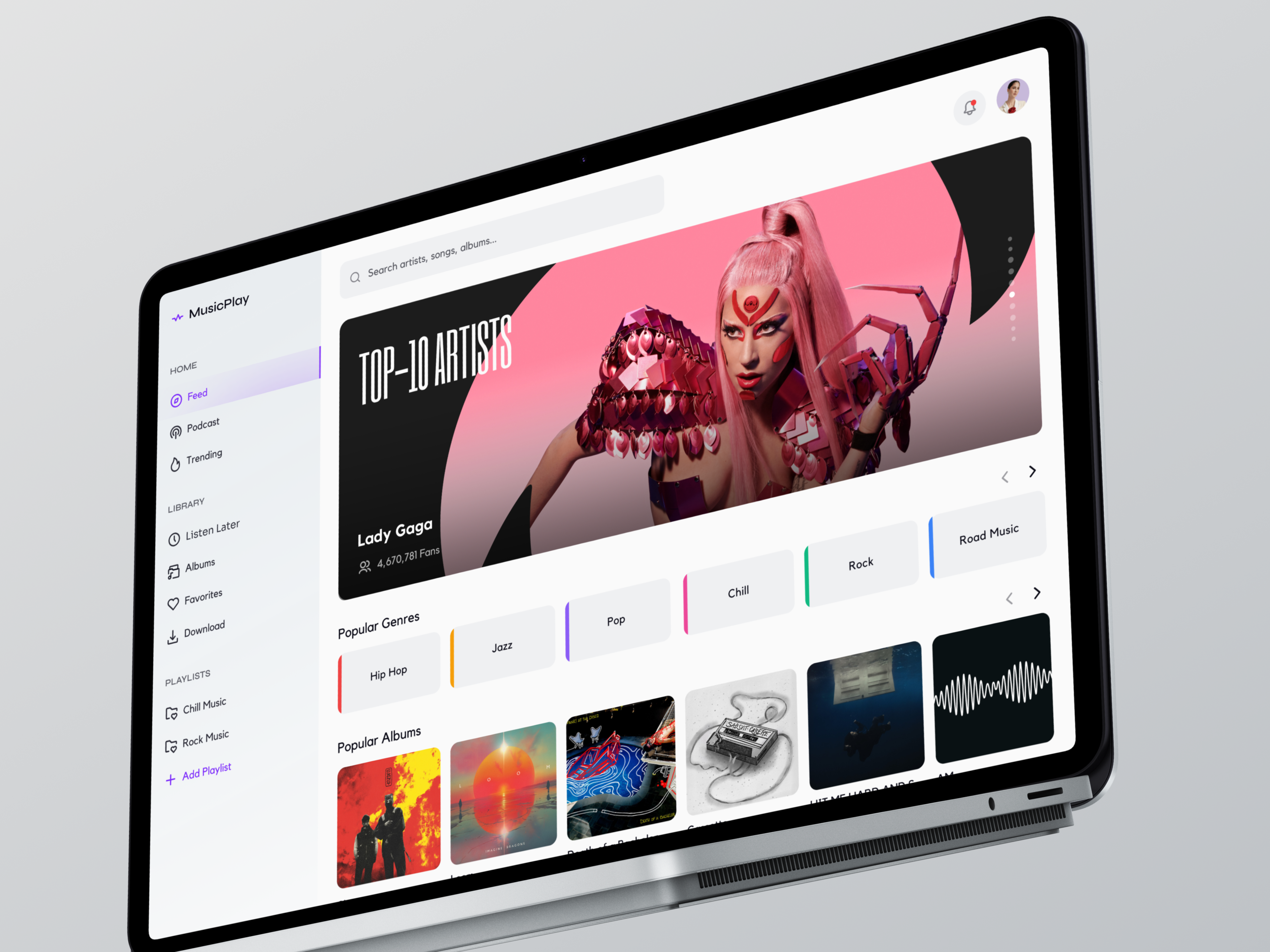 MusicPlay - Dark & Light Theme🎵 autolayout branding colors dark dark theme dashboard light light theme music music app music palyer music platform ui ux uxui design web design