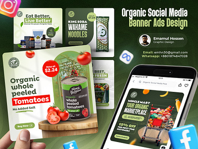 Organic Grocery Ecommerce | Social Media Post Ads Design 🔥 ads banner design ecommerce facebook flyer fruits grocery instagram organic post social media social media post static vegetables web banner