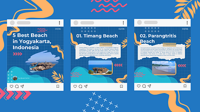 Beach tourism instagram post beach beach tourism carousel design flat design graphic design indonesia instagram instagram post instagram post template instagram templates social media social media template vector