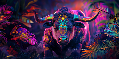 Colorful "Bull" 3d 3d visualization animal animation bull cow design illustration motion graphics