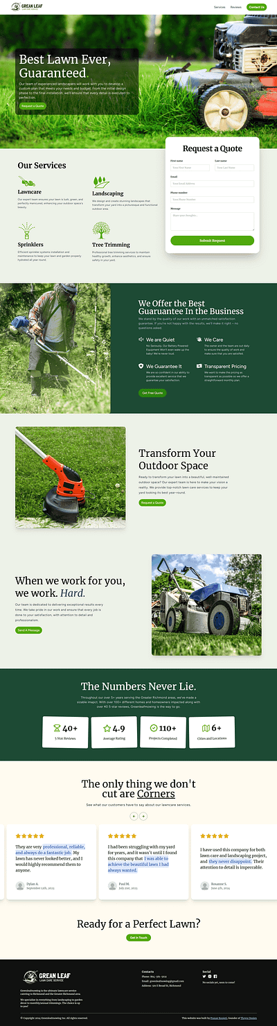 GreenLeaf Mowing - Lawn Mowing website branding landscaping lawn lawn mowing outdoors ui ux web design web development website