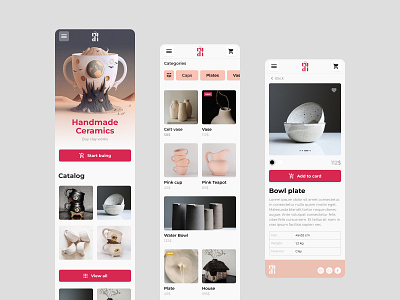 Ceramic App app design ceramic app craft app ecommerce app figma marketplace potterydesign product catalog shopping app ux design