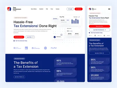 Website UI - Tax Extensions! american blue elementor extantions figma tax tax extension tax filing solution tax website tax website ui ui uiux usa ux web design web ui website website design website ui wordpress
