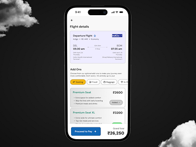 Payment screens for an airline