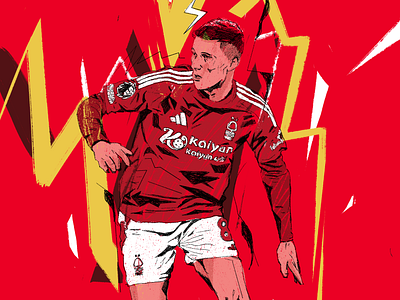 Elliot Anderson - Nottingham Forest - Cover illustration character energy football football illustrated football illustration illustrated energy illustrated football illustration illustrator people portrait portrait illustration procreate soccer soccer illustratoin sports sports illustration