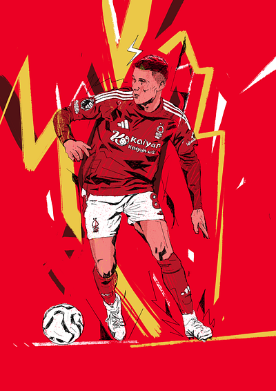 Elliot Anderson - Nottingham Forest - Cover illustration character energy football football illustrated football illustration illustrated energy illustrated football illustration illustrator people portrait portrait illustration procreate soccer soccer illustratoin sports sports illustration