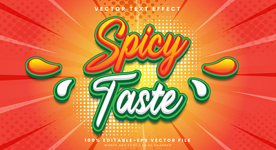 Spicy Taste 3d editable text style Template food and drink