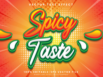 Spicy Taste 3d editable text style Template food and drink