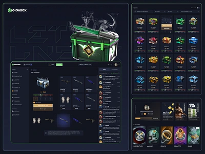 CS:GO iGaming Platform Design 3d box branding case openings cases counter strike csgo csgo cases dice gambling game gaming igaming illustration landing page mystery box roll skins trading ui