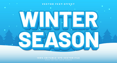 Winter Season 3d editable text style Template glow