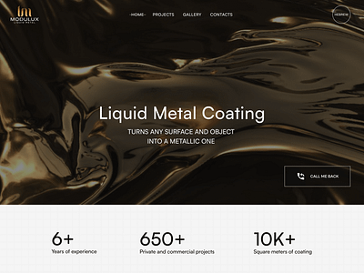 Modulux full page animation liquid metal metallic minimal ui ux web web design website