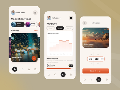 Meditation Mobile App Design android app app app design app for meditation best mobile app health app design ios app meditation app meditation app ui ux mental health mobile app mobile design mood tracker product design telemedicine top mobile app ui ui ux wellness app yoga app