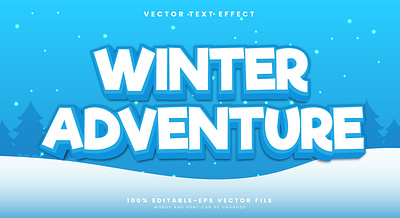 Winter Adventure 3d editable text style Template glow