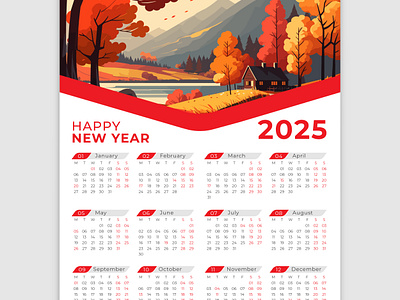 Calendar 2025, Single Page Calendar, 12 months Calendar Design, 2025 2025 calendar calendar calendar 2025 logo wall calendar