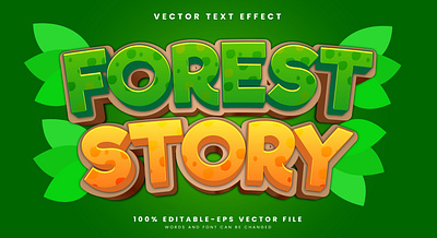 Forest Story 3d editable text style Template illustration