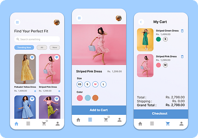 "Fashion Shopping App Design – A Vibrant & Minimalist Approach" addtocart bluepalette cartpage cleandesign dribbbleshots ecommerceui fashionapp fashiondesign fashionstoreapp fashionux minimalui mobileuidesign mobileux modernappdesign productpage shoppingapp shoppingexperience trendydesign uiuxdesign userinterface