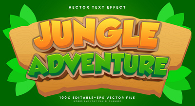 Jungle Adventure 3d editable text style Template illustration