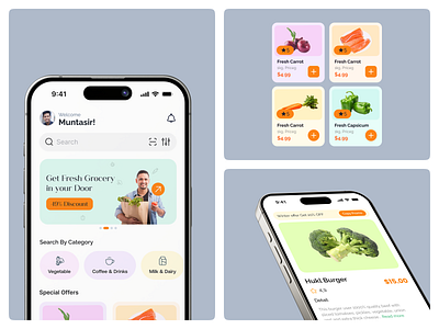 Grocery app UI/UX Design animation app bertobaseit branding design gorcery website grocery grocery app uiux deign groceryshopping groceryshopping app minimal ui ux