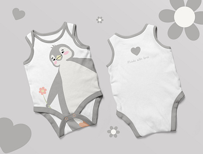 baby bodysuit design with penguin baby bodysuit child cildfashion clothesdesign design graphic design il illustration penguin vector