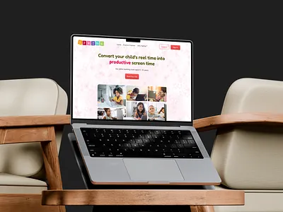 Online learning platform hero section for kids 3d animation branding graphic design logo motion graphics ui