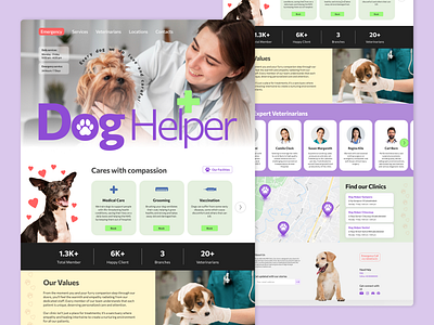 Dog Helper pet care animal branding clinic dog dogrescue landing page pet care ui ux web design